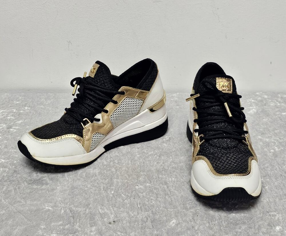 MICHAEL Michael Kors Liv Trainer Womens Black, White & Gold Sneaker-Size 6.5M